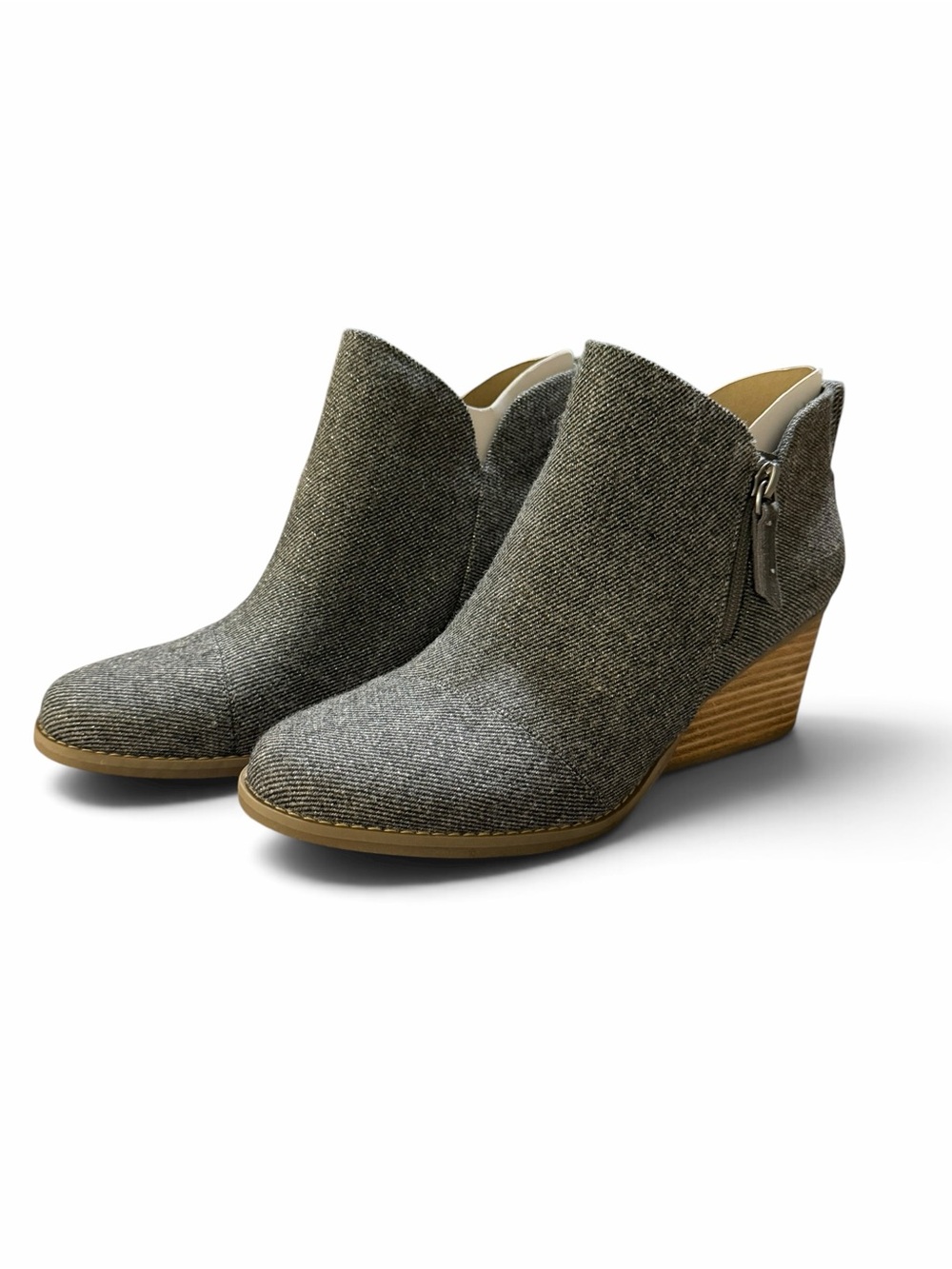 Toms Wedge Ankle Gray Metallic Wedge Booties